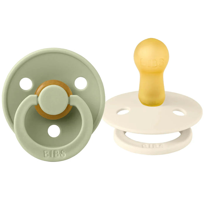 Bibs® - Bibs Natural Latex Rubber Pacifiers | ROUND Nipple | 2 COLORS in 1 Pack
