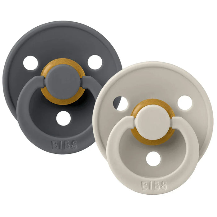 Bibs® - Bibs Natural Latex Rubber Pacifiers | ROUND Nipple | 2 COLORS in 1 Pack