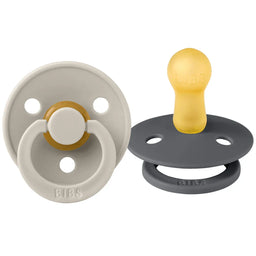 Bibs® - Bibs Natural Latex Rubber Pacifiers | ROUND Nipple | 2 COLORS in 1 Pack