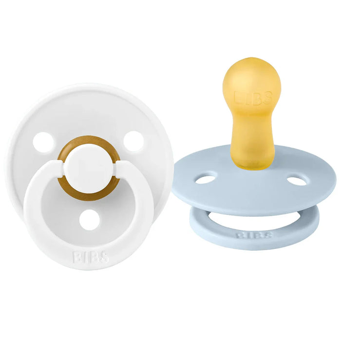 Bibs® - Bibs Natural Latex Rubber Pacifiers | ROUND Nipple | 2 COLORS in 1 Pack