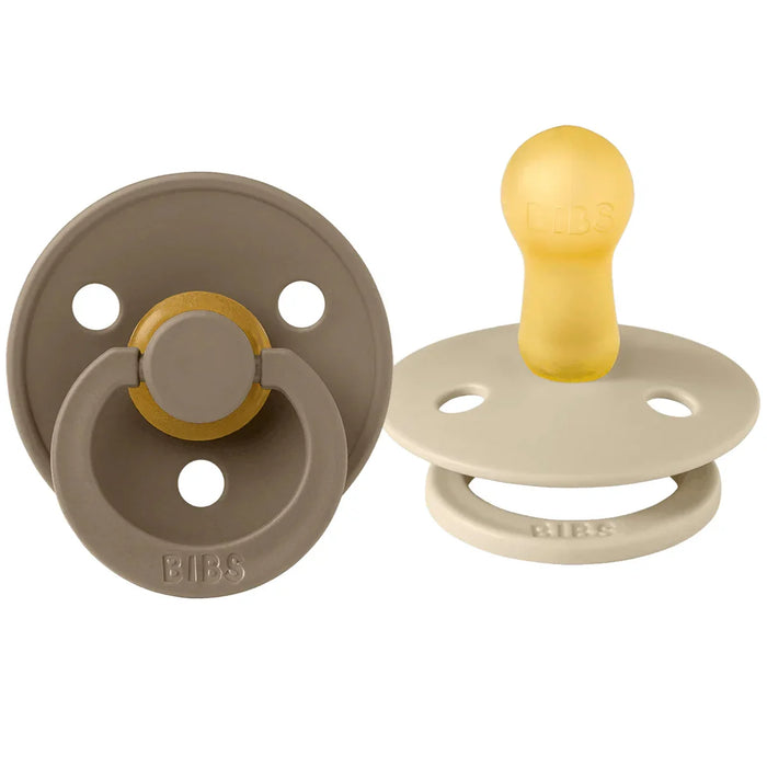 Bibs® - Bibs Natural Latex Rubber Pacifiers | ROUND Nipple | 2 COLORS in 1 Pack