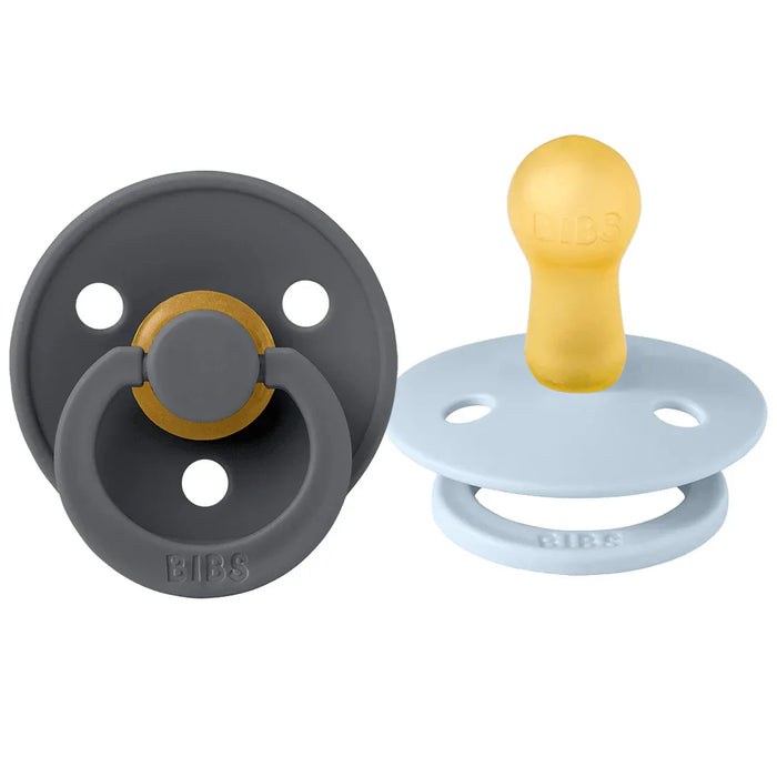 Bibs® - Bibs Natural Latex Rubber Pacifiers | ROUND Nipple | 2 COLORS in 1 Pack