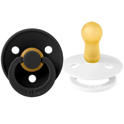 Bibs® - Bibs Natural Latex Rubber Pacifiers | ROUND Nipple | 2 COLORS in 1 Pack