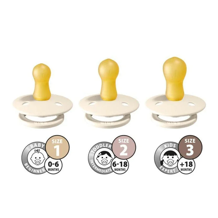 Bibs® - Bibs Original Natural Latex | ROUND Nipple Pacifiers | GLOW in the Dark | Night - 2 Pack