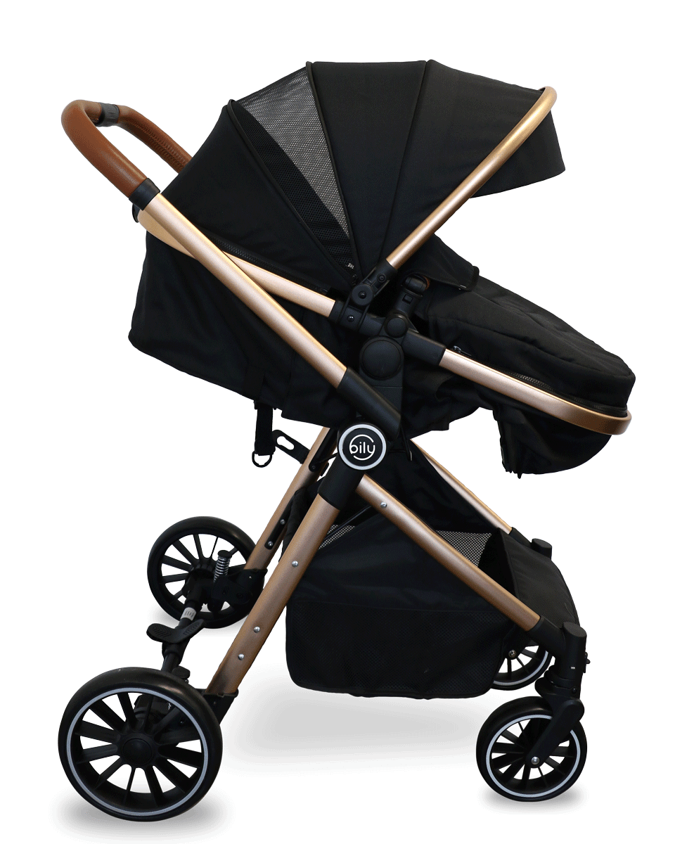 BILY® - Bily Convertible Stroller, Black & Gold