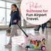 Bioworld Disney Princess Ride-On 18'' Suitcase being pulled by a child at an airport terminal.