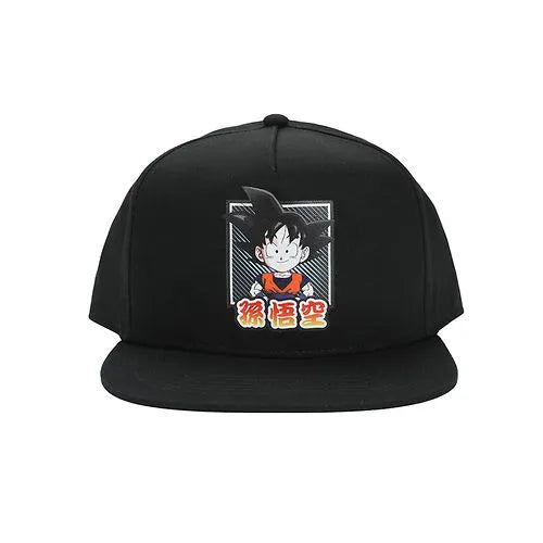 Bioworld Dragon Ball Z Goku Kanji snapback hat featuring Goku graphic on the front, displayed on white background.