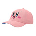 Bioworld Kirby Pink Big Face Hat shown on white background with embroidered Kirby face design.