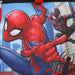 Bioworld Marvel Spiderman Miles Morales kids backpack with Spiderman graphics on a city background.