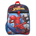Marvel Spider-Man Miles Morales kids backpack featuring Spiderman graphics on a city background.