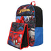 Bioworld Marvel Spiderman Miles Morales 5-piece kids backpack set with Spiderman graphics, displayed upright.