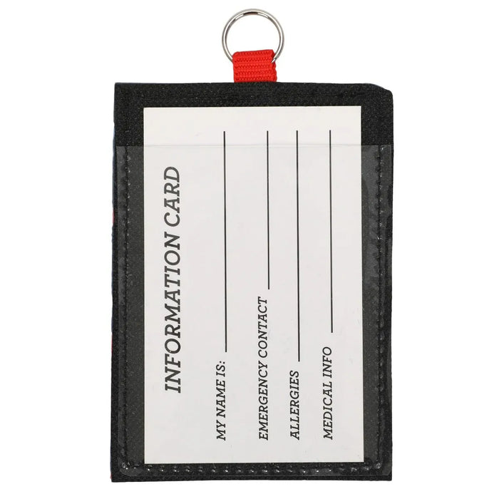 Bioworld Marvel Spiderman Miles Morales kids backpack information card close-up.