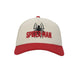 Bioworld Marvel Spider-Man white and red snapback hat with embroidered logo shown from the front.