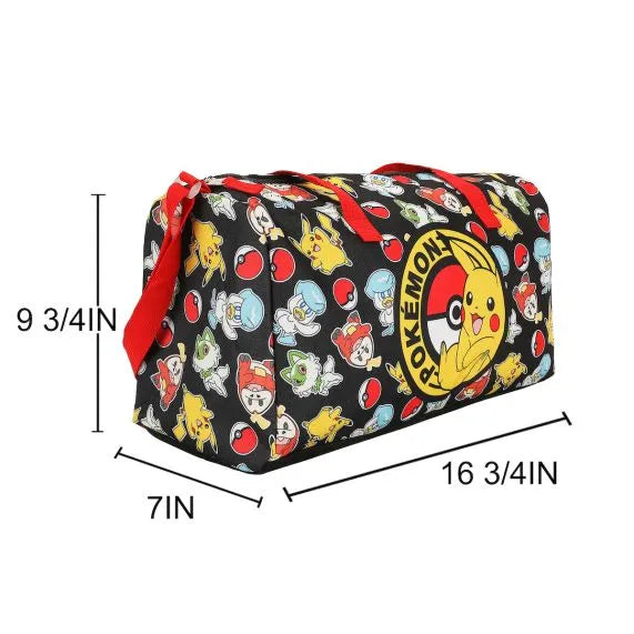 Bioworld® Pokémon 5-Piece Kids Duffle Bag Set with Utility Case, Poké Ball Keychain & Carabiner