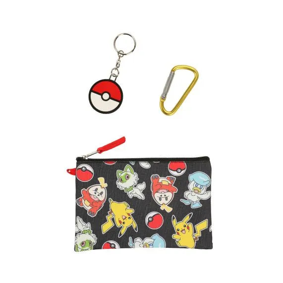 Bioworld® Pokémon 5-Piece Kids Duffle Bag Set with Utility Case, Poké Ball Keychain & Carabiner