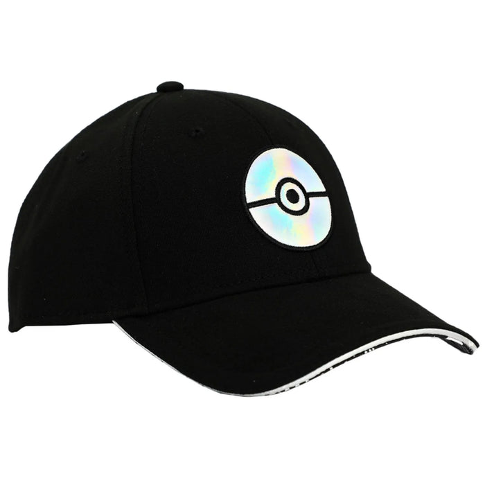 Bioworld Pokémon Black Elite Holographic Pokéball Snapback Hat with holographic Pokéball on front