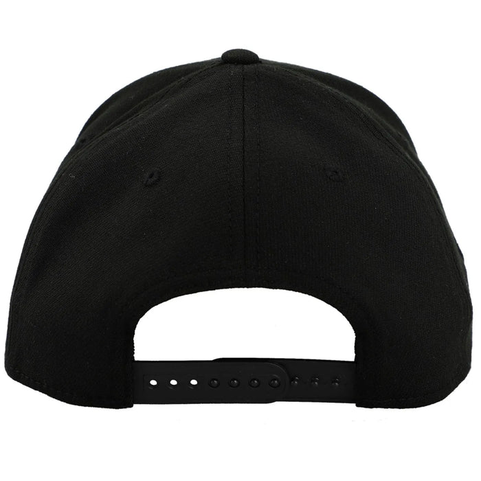 Bioworld Pokémon Black Elite Holographic Pokéball snapback hat showing adjustable back strap.