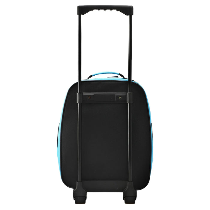 Bioworld Pokémon Pikachu kids folding luggage shown upright with extended handle