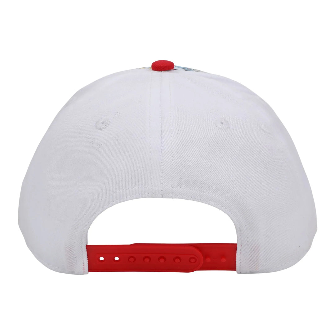 Bioworld Pokémon Starter Character kids snapback hat shown from the back with red adjustable strap.