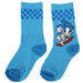 Bioworld Sonic the Hedgehog blue crew socks with cartoon character design shown laid flat.
