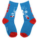 Bioworld Sonic the Hedgehog crew socks in blue with red heels and toes, featuring Sonic graphics.