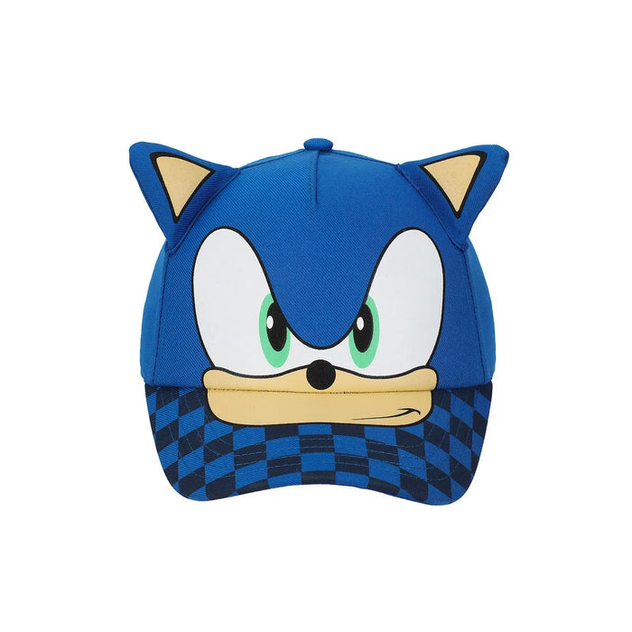 Bioworld Sonic the Hedgehog kids hat with 3D ears and checkered brim shown on a white background.