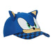 Sonic the Hedgehog 3D ears hat with character face and blue patterned brim shown on white background.