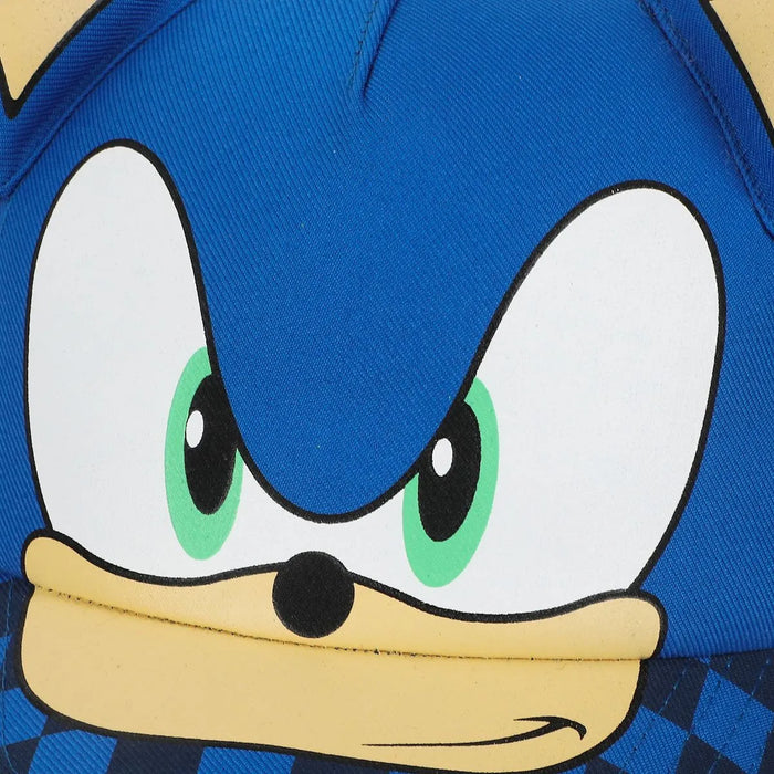 Bioworld Sonic the Hedgehog 3D Ears Hat featuring close-up of Sonic's face and raised ears on front.
