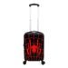 Spider-Man black and red kids luggage with web design shown standing upright with extended handle.