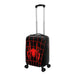 Spider-Man black and red kids suitcase with web design, shown upright with extended handle.