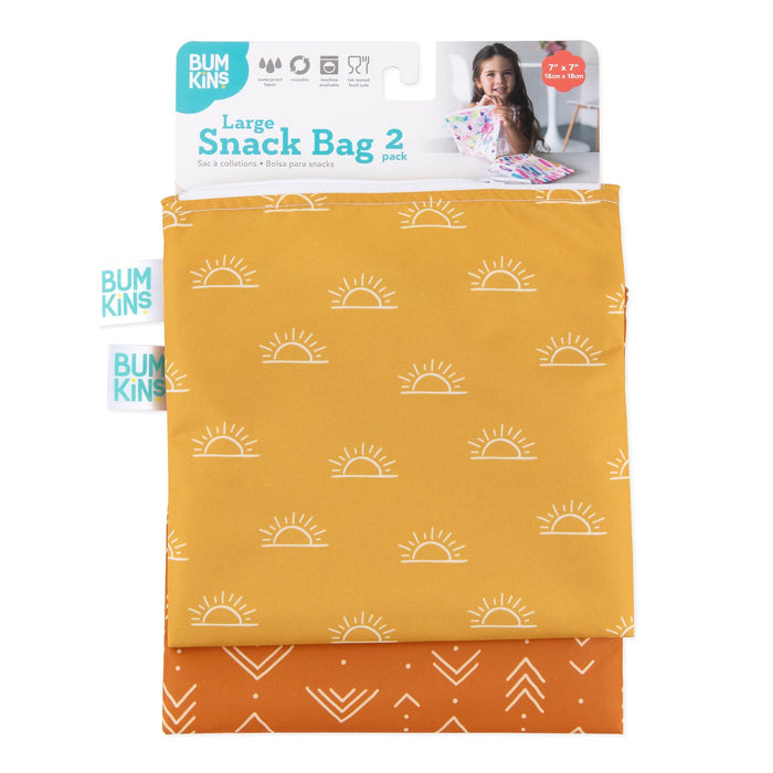 Bumkins - Reusable Snack Bag 2PK Large - Sunshine/Grounded