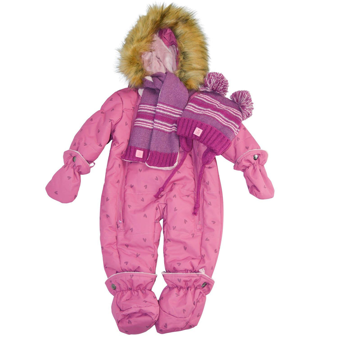 Blizz - Blizz Baby Girls Fuchsia Hearts Snow Suit - 1 piece - (6m to 24m) - 24WBLI5433