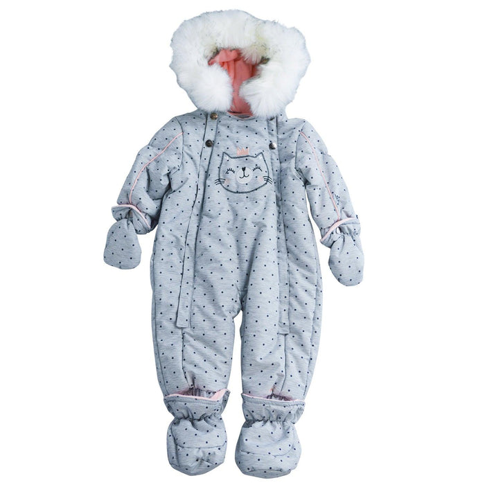 Blizz - Blizz Baby Girls Grey Cat Snow Suit - 1 piece - (12m & 18m) - 21WBLI5114