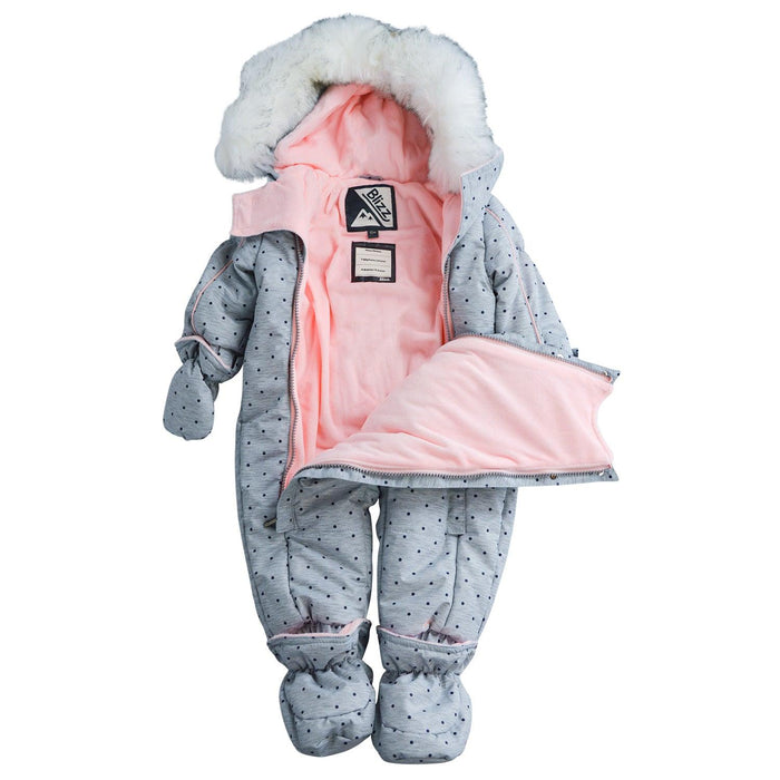 Blizz - Blizz Baby Girls Grey Cat Snow Suit - 1 piece - (12m & 18m) - 21WBLI5114