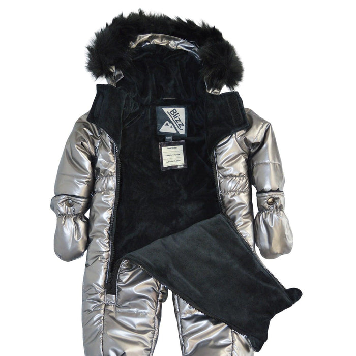 Blizz - Blizz Baby Girls Silver Puffy Snow Suit - 1 piece - (6m to 24m) - 24WBLI5439