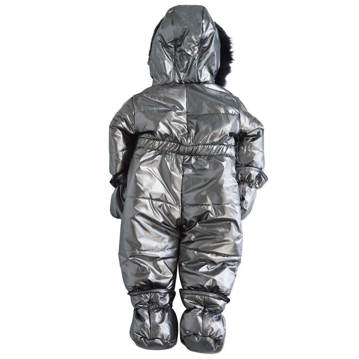 Blizz - Blizz Baby Girls Silver Puffy Snow Suit - 1 piece - (6m to 24m) - 24WBLI5439