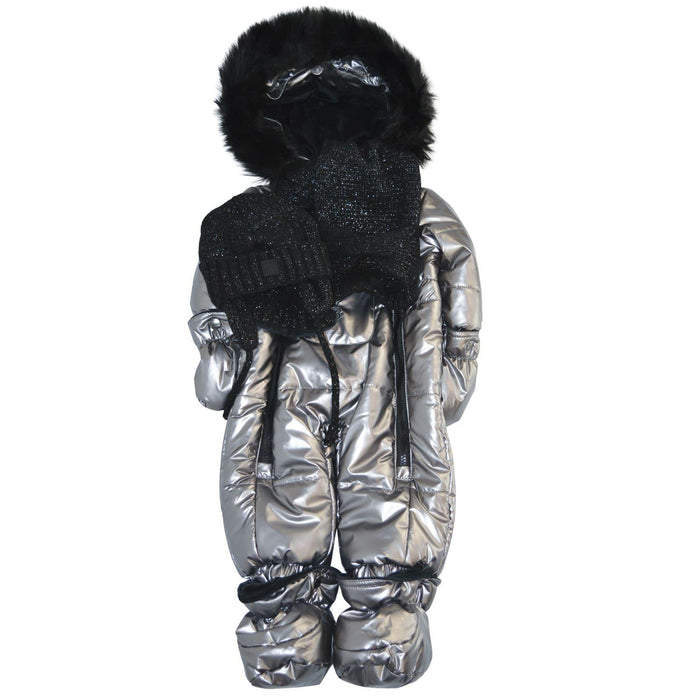Blizz - Blizz Baby Girls Silver Puffy Snow Suit - 1 piece - (6m to 24m) - 24WBLI5439