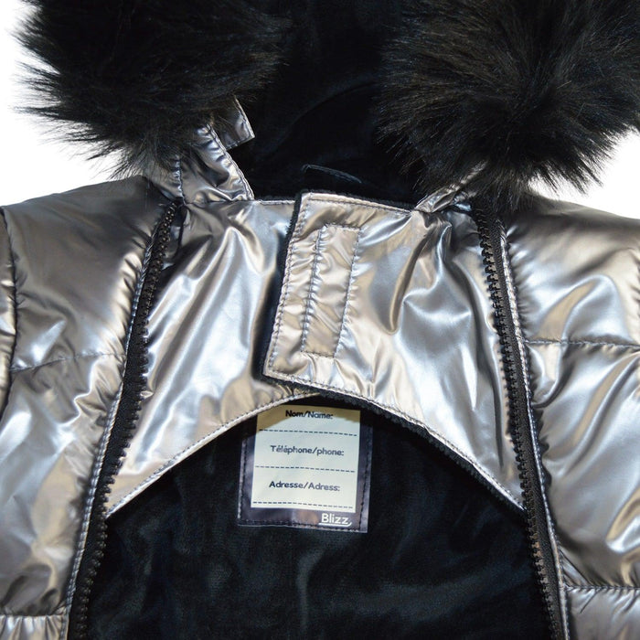 Blizz - Blizz Baby Girls Silver Puffy Snow Suit - 1 piece - (6m to 24m) - 24WBLI5439