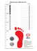 Boatilus children's shoe size chart with UK and EU sizes, red footprint graphic, and measurement instructions.