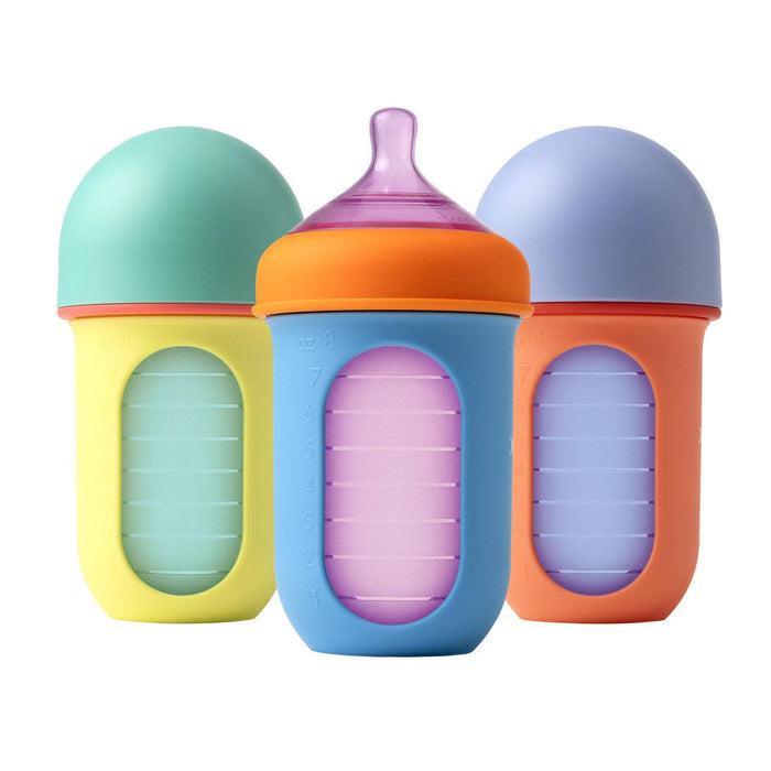 Boon® - Boon NURSH Silicone Pouch Bottle - 8oz/240ml - Assorted Colours - 3-pack