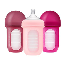 Boon® - Boon NURSH Silicone Pouch Bottle - 8oz/240ml - Assorted Colours - 3-pack