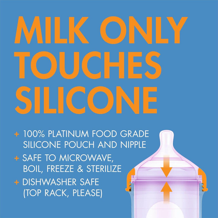 Boon® - Boon NURSH Silicone Pouch Bottle - 8oz/240ml - Assorted Colours - 3-pack