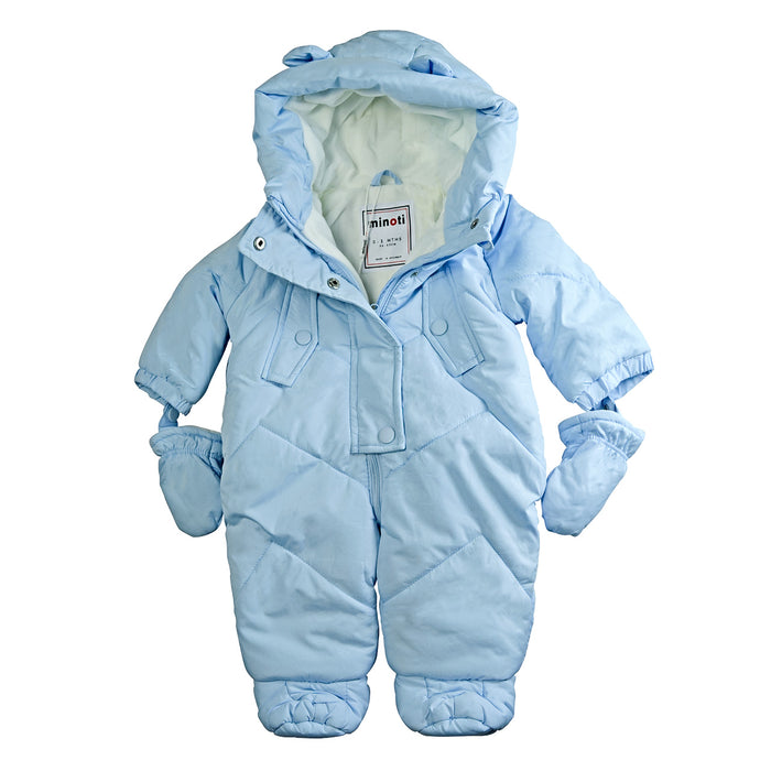 Combinaison de neige matelassée Minoti avec oreilles d'ourson, moufles et chaussons – (0–9 mois)