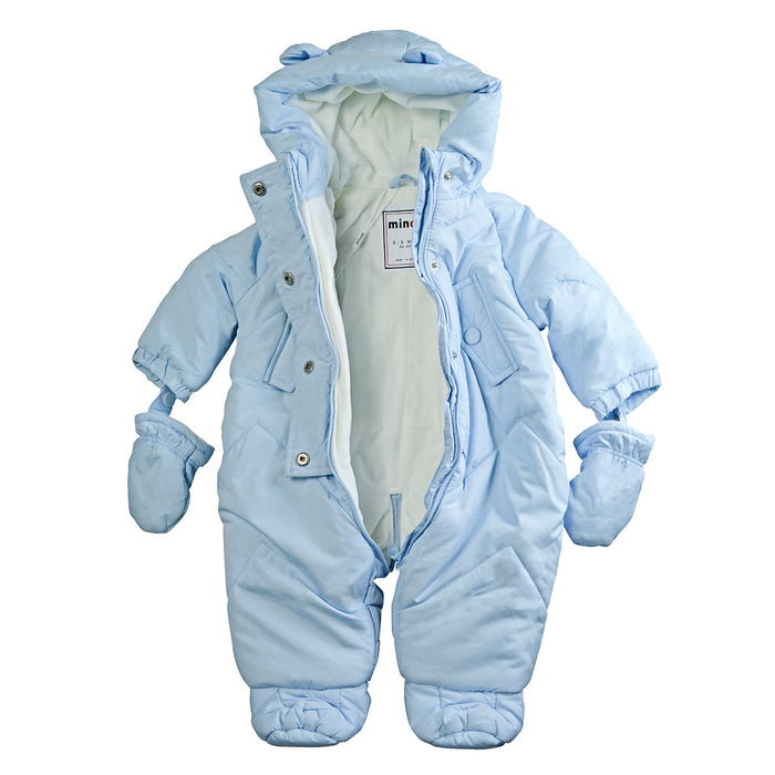 Combinaison de neige matelassée Minoti avec oreilles d'ourson, moufles et chaussons – (0–9 mois)