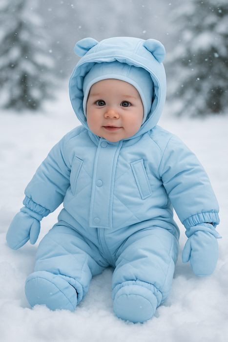 Combinaison de neige matelassée Minoti avec oreilles d'ourson, moufles et chaussons – (0–9 mois)