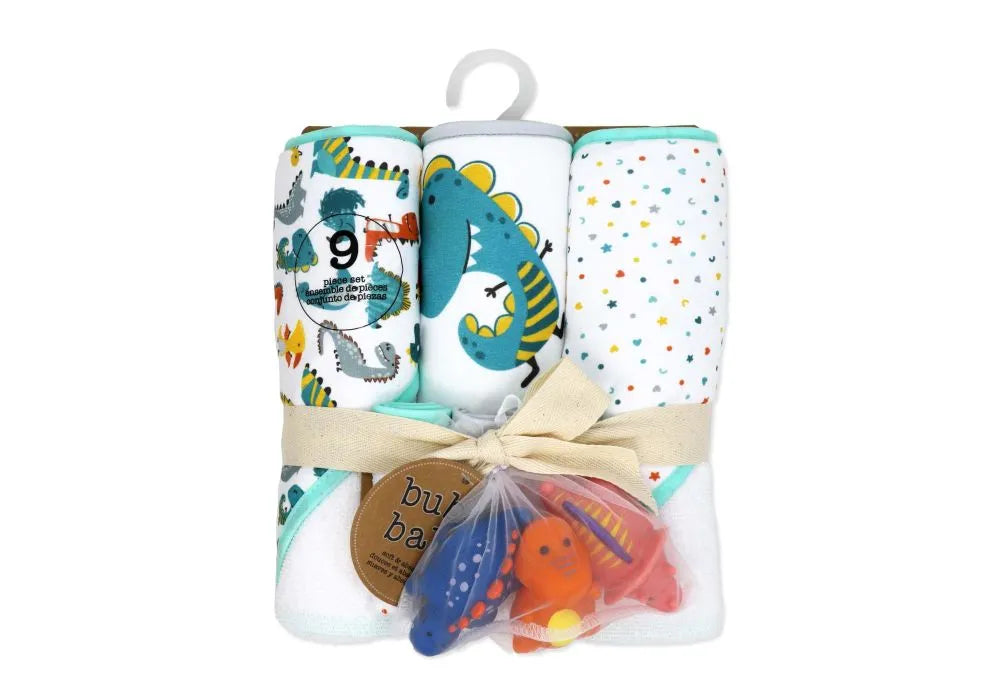 Buba Baby - 9pc Hooded Towel with Washcloth & 3 Bath Toys Set