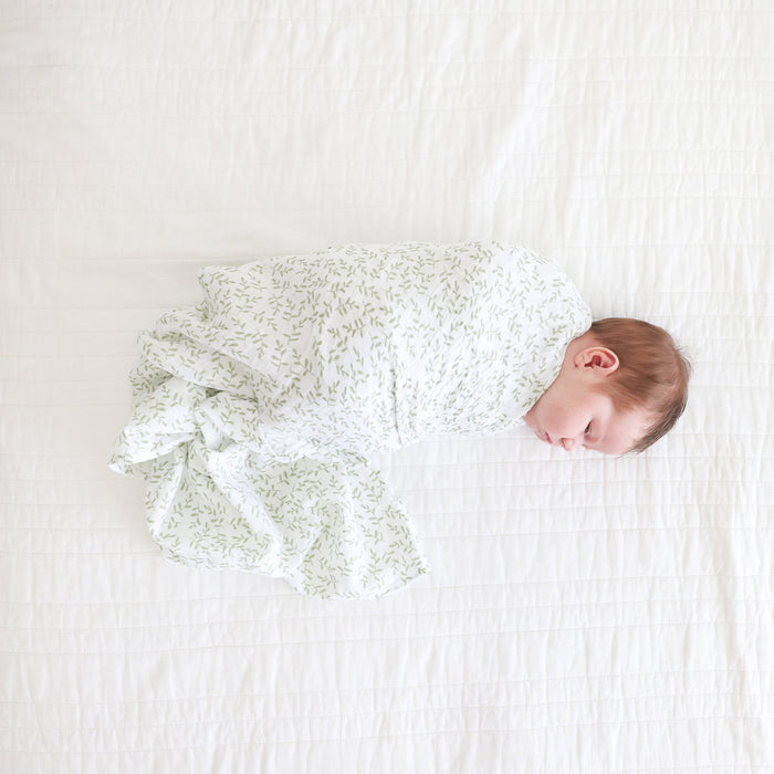 Lulujo Cotton Muslin Swaddle Blanket - Greenery