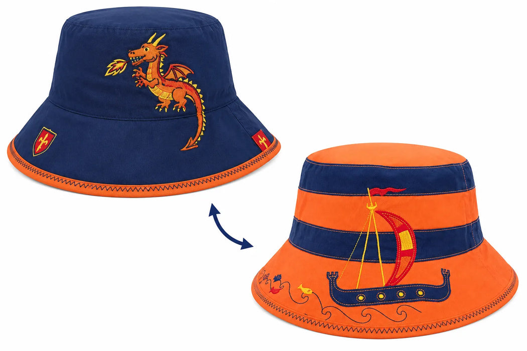 Calikids® Chapeau de soleil réversible Dragon Pirate UPF 50+ 12M-5A