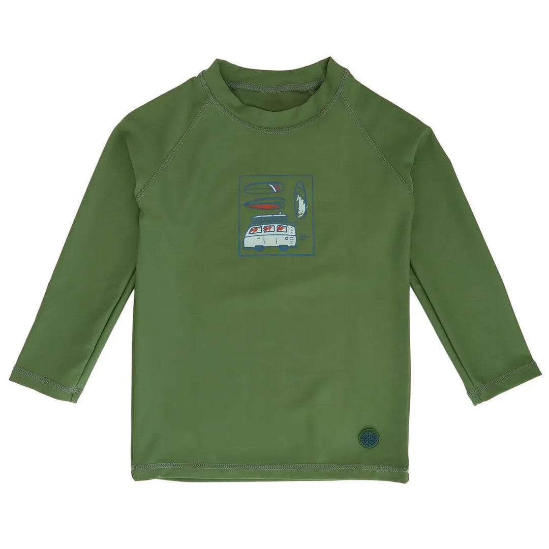 CaliKids® - Calikids Toddler & Kid Boys’ Long Sleeve Rashguard – Green with Van Graphic – Sizes 12m to 7Y