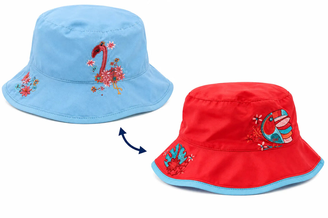 Calikids® Chapeau de soleil réversible flamant rose perroquet UPF 50+ 12M-5Y